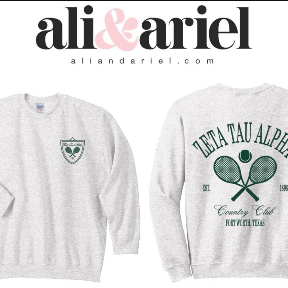 Gray Zeta Tau Alpha crewneck country club sweatshirt